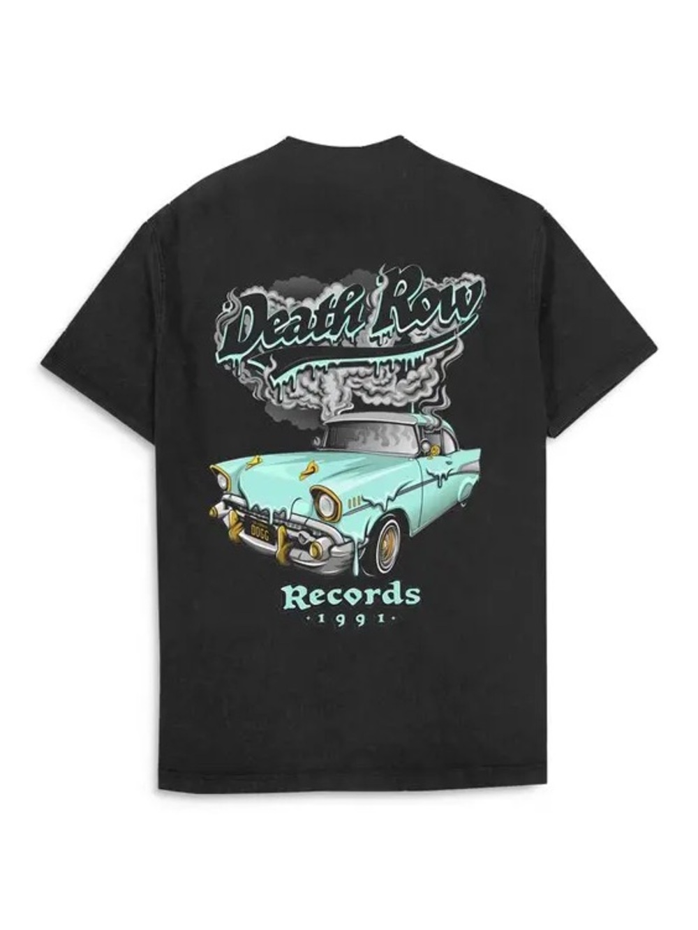 Black Graphic Tee with Mint Car Print